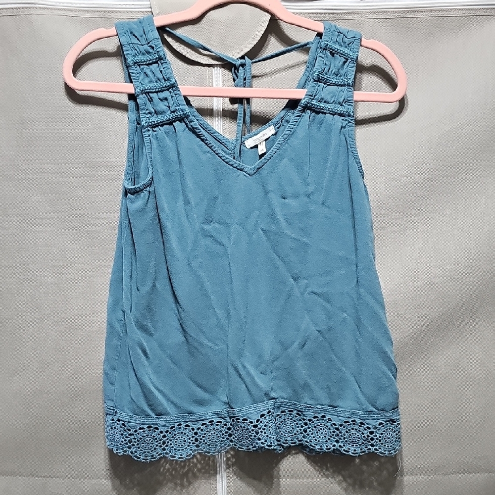 Maurices Teal Blue V-Neck Crochet Hem Camisole